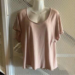 Chaser Short-sleeve tee Size Medium Pink Scoop Neck With Ruffled Sleeves
